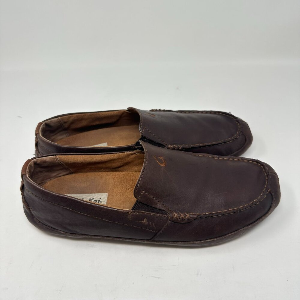 OLUKAI Moloa Men’s Size 10.5 Brown Leather Casual Loafers - Picture 3 of 14
